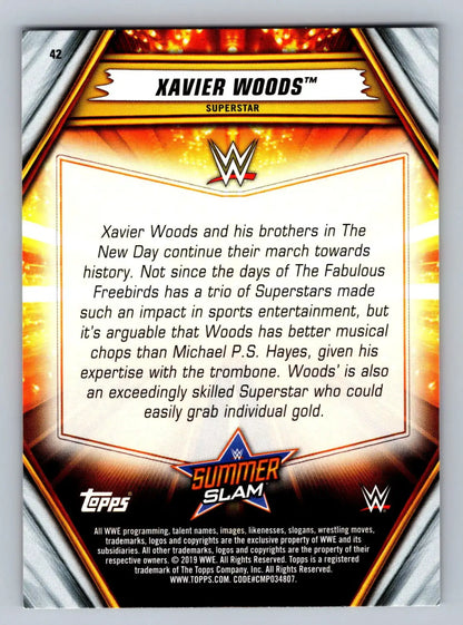 2019 Topps WWE SummerSlam #42 Xavier Woods wrestling trading card for collectors