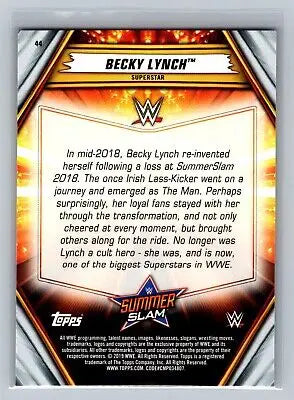 Becky Lynch 2019 Topps WWE SummerSlam #44 wrestling card for collectors and fans