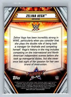 Zelina Vega 2019 Topps WWE SummerSlam #50 wrestling card for flat rate shipping