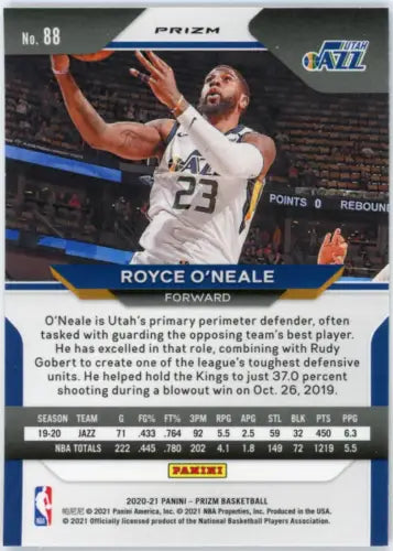 2020-21 Panini Prizm Red White and Blue Royce O’Neale Utah Jazz Basketball Card NM-MT