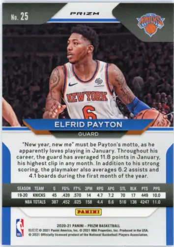 Elfrid Payton basketball card from 2020-21 Panini Prizm Red White and Blue set