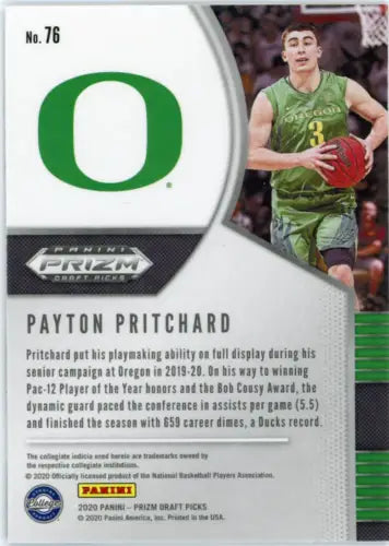 Payton Pritchard 2020-21 Panini Prizm Draft Picks Rookie Basketball Card NM-MT