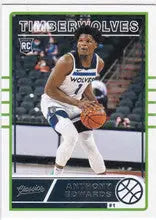 Basketball trading card of Anthony Edwards RC Minnesota in blue and white uniform