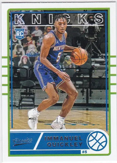 Basketball trading card of Immanuel Quickley in action for New York Knicks Chronicles Classics