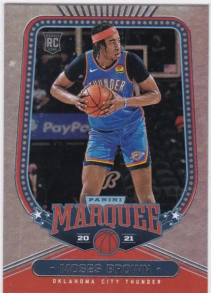 Basketball trading card of Moses Brown RC in Oklahoma City Thunder uniform, Chronicles Marquee