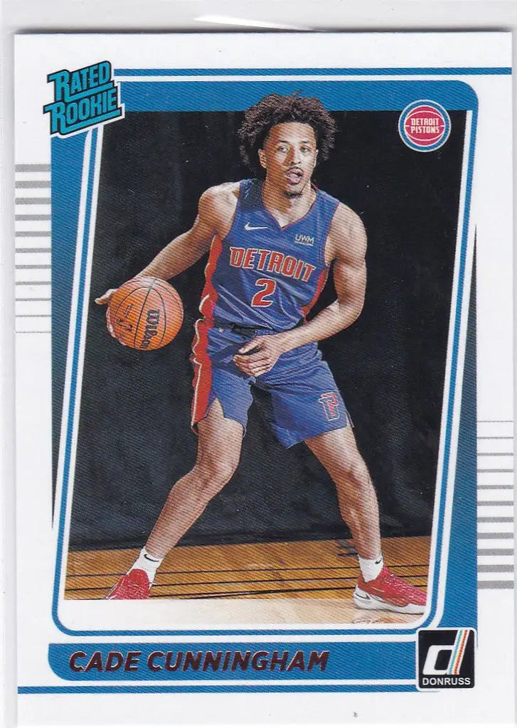 Basketball trading card of Cade Cunningham Rated Rookie RC for Detroit Pistons