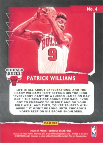 Patrick Williams 2020-21 Donruss Great X-Pectations Rookie Card Chicago Bulls NM-MT