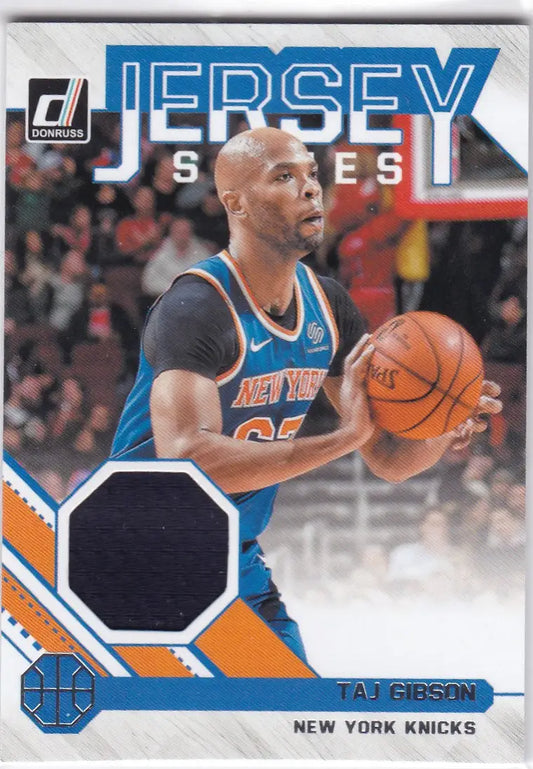 Basketball trading card of Taj Gibson in action for New York Knicks game memorabilia