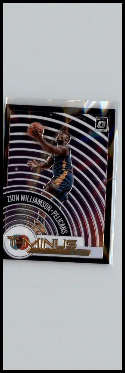 Zion Williamson basketball card from Donruss Optic featuring the New Orleans Pelicans