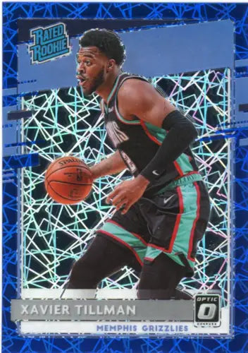 Xavier Tillman 2020-21 Donruss Optic Blue Velocity Rookie Card Grizzlies NM-MT