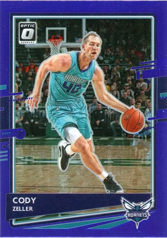 Cody Zeller Purple basketball card from 2020-21 Donruss Optic Charlotte Hornets #26