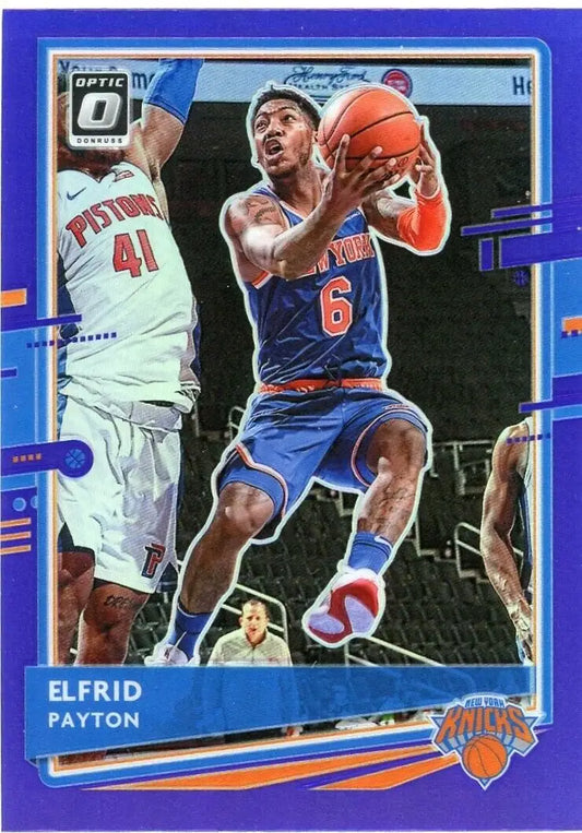 Elfrid Payton Purple basketball card from 2020-21 Donruss Optic New York Knicks #105