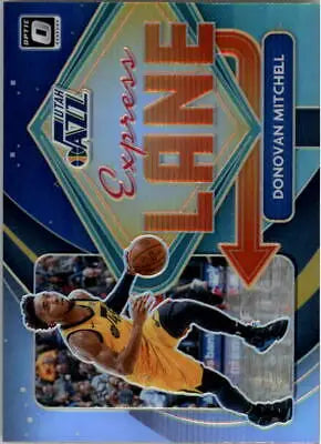 Donovan Mitchell basketball card from 2020-21 Donruss Optic Express Lane Holo series