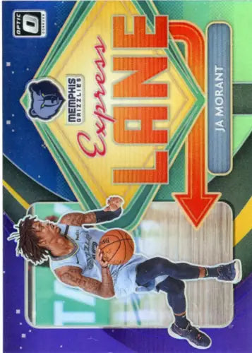 Ja Morant basketball card in 2020-21 Donruss Optic Express Lane Purple edition