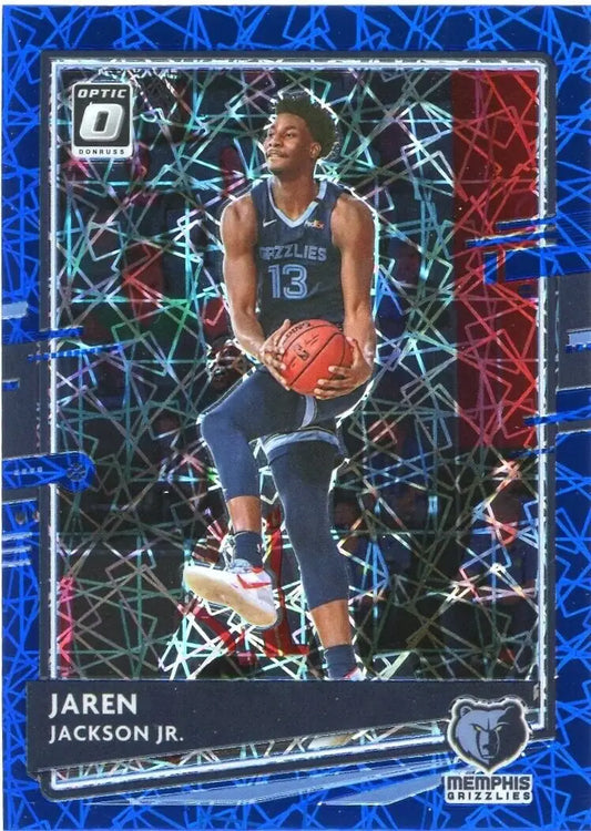 Jaren Jackson Jr Blue Velocity basketball card from 2020-21 Donruss Optic Memphis Grizzlies