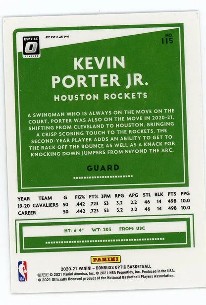 Donruss Optic Kevin Porter Jr Blue Velocity basketball card from Houston Rockets NBA #115