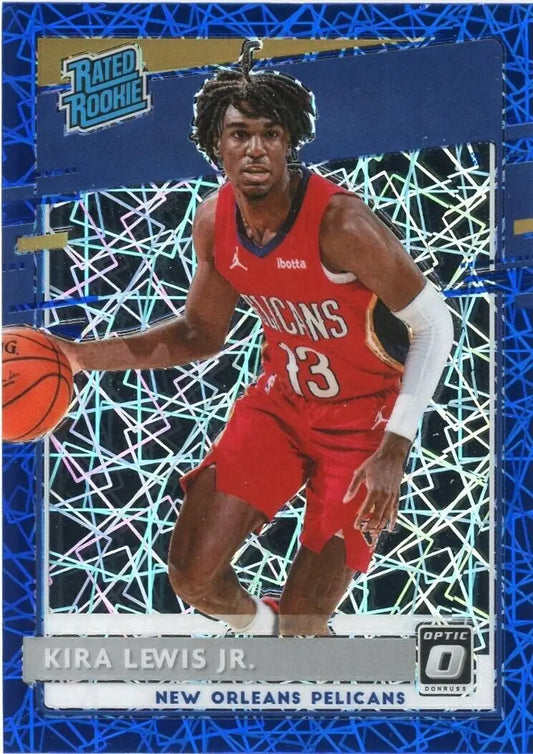 Donruss Optic Kira Lewis Jr Rookie Blue Velocity basketball card from New Orleans Pelicans