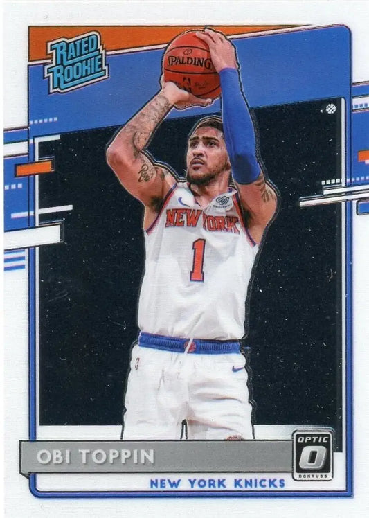 Obi Toppin Rookie Card from 2020-21 Donruss Optic New York Knicks NBA #158