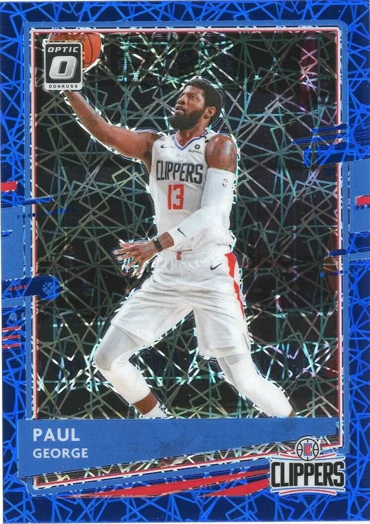 2020-21 Donruss Optic Paul George Blue Velocity LA Clippers basketball card display