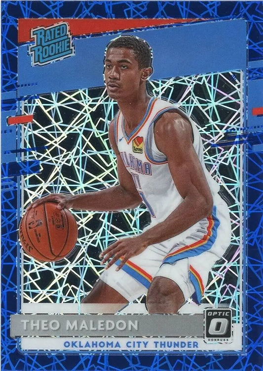 Theo Maledon Rookie Blue Velocity Donruss Optic card for Oklahoma City Thunder fans