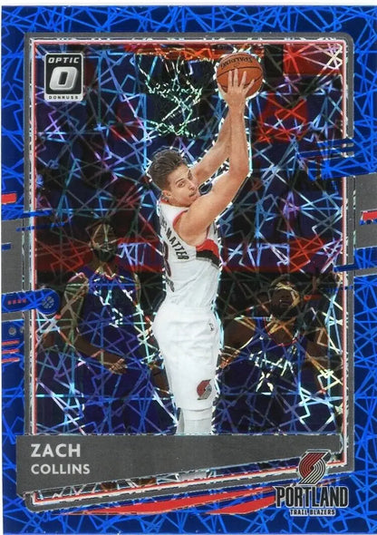 Zach Collins 2020-21 Donruss Optic Blue Velocity basketball card Portland Trail Blazers