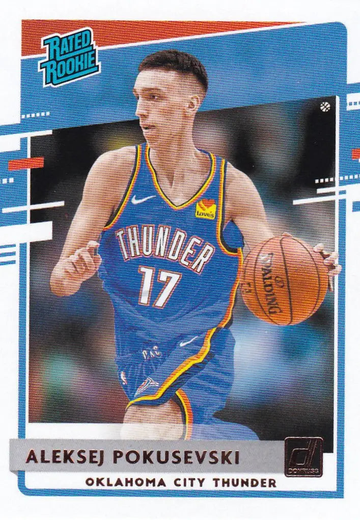 Aleksej Pokusevski Oklahoma City Thunder trading card from NBA Hoops 2020-21