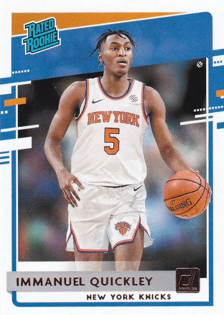 Immanuel Quickly Rated Rookie basketball trading card for New York Knicks jersey number 5