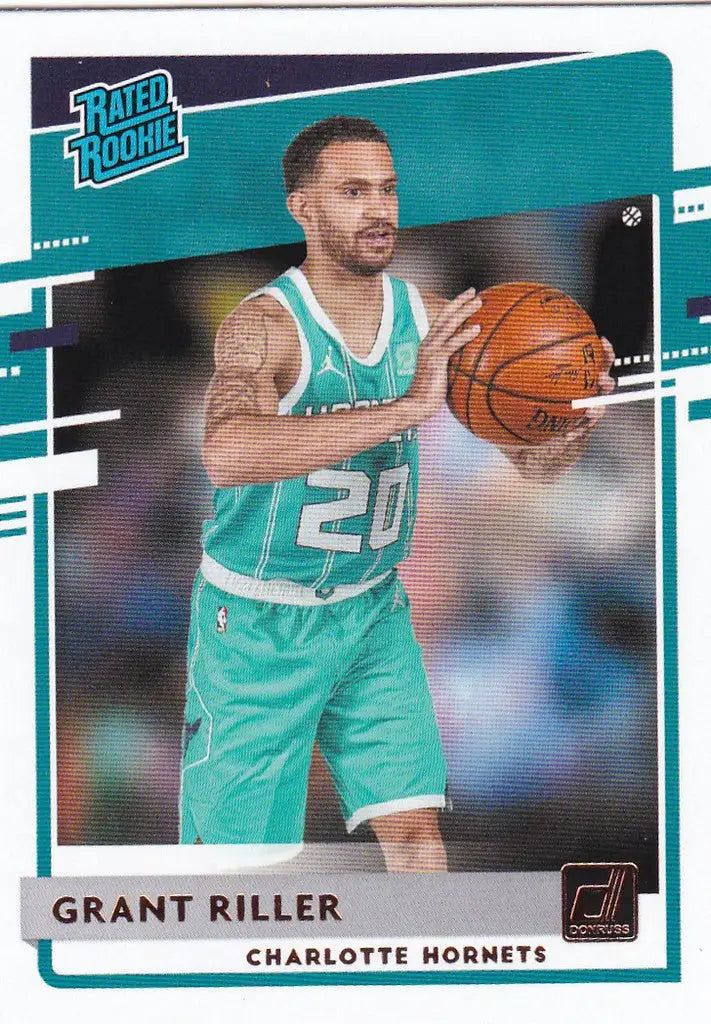 Basketball trading card of Grant Riller in teal Charlotte Hornets uniform NBA Hoops