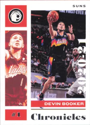 Devin Booker basketball card from 2020-21 Panini Chronicles, Phoenix Suns NBA collectible