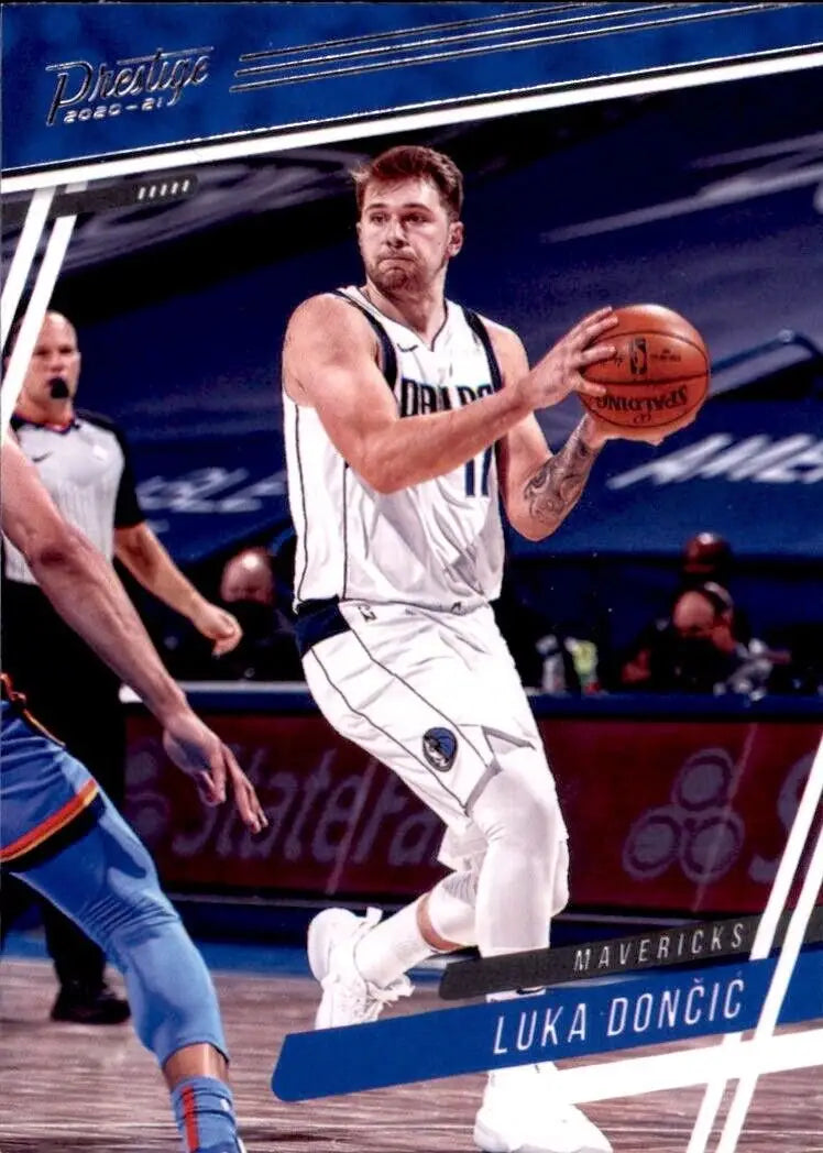 Prestige Luka Doncic basketball card from 2020-21 Panini Chronicles Prestige collection