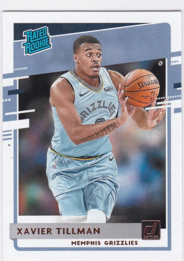 Basketball trading card of Xavier Tillman RC for Memphis Grizzlies from Panini Donruss