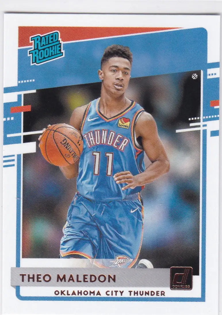 Basketball trading card of Theo Maledon from the Panini Donruss RC Thunder series