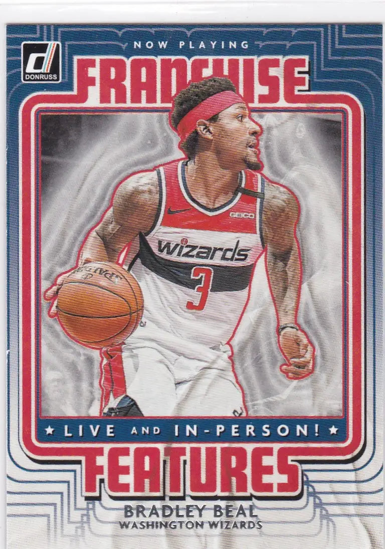 Basketball trading card of Bradley Beal franchise Washington Wizards in action