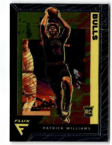 Basketball trading card of Patrick Williams in black uniform, showing original gloss finish