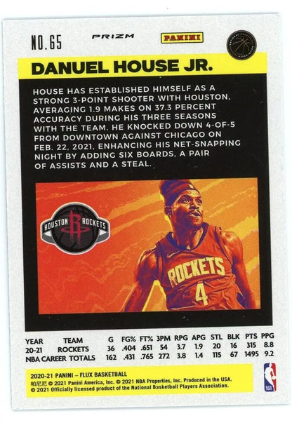 Panini Flux Danuel House Jr. Light Blue basketball card from Houston Rockets NBA collection