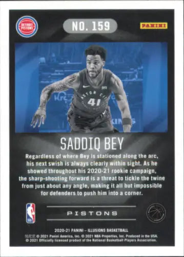 Saddiq Bey 2020-21 Panini Illusions Rookie Basketball Card in NM-MT condition