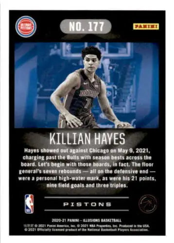 Killian Hayes 2020-21 Panini Illusions Rookie Card with original gloss for Pistons fans