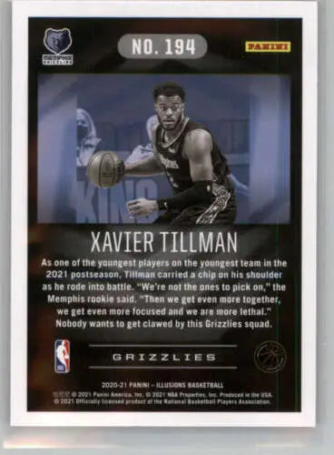 2020-21 Panini Illusions Xavier Tillman NM-MT RC Rookie basketball card with original gloss