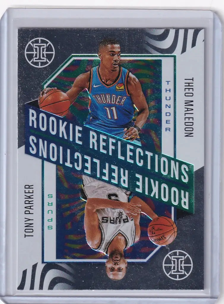 Rookie Reflections basketball trading card featuring Theo Maledon Oklahoma City Thunder