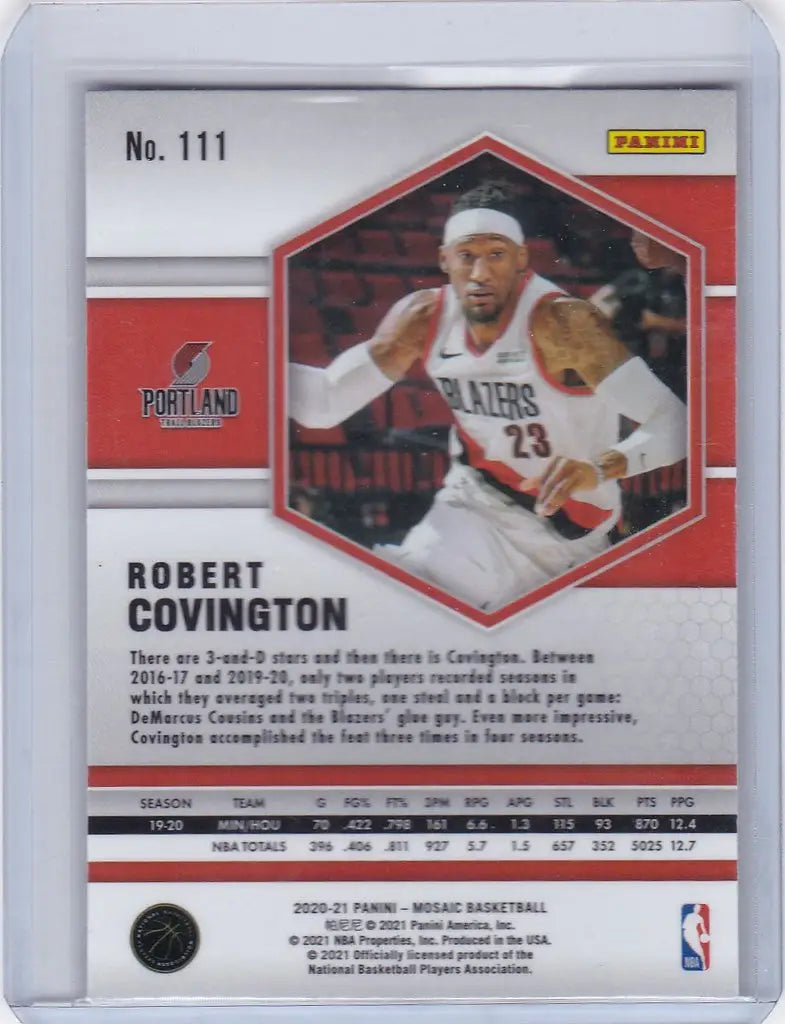 Basketball trading card of Robert Covington Portland Trail Blazers 2020-21 Panini Mosaic