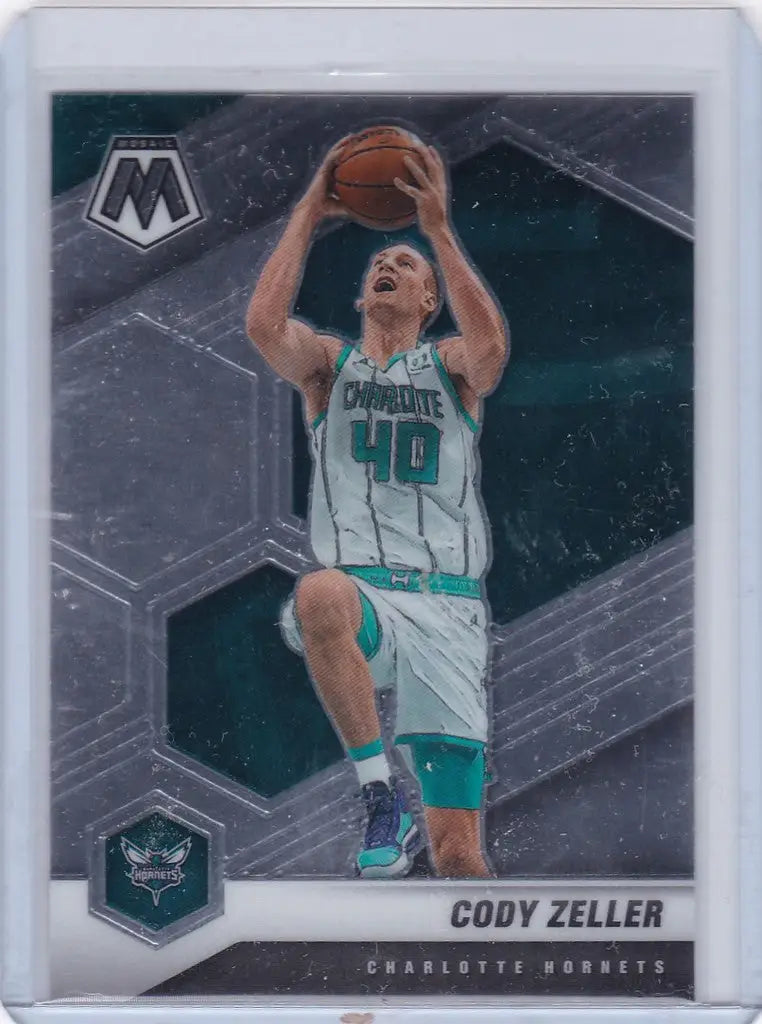 Basketball trading card of Cody Zeller Charlotte Hornets in Panini Mosaic design