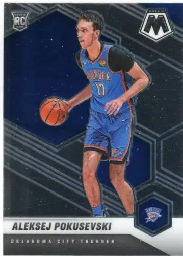 Aleksej Pokusevski Rookie card from 2020-21 Panini Mosaic featuring Oklahoma City Thunder