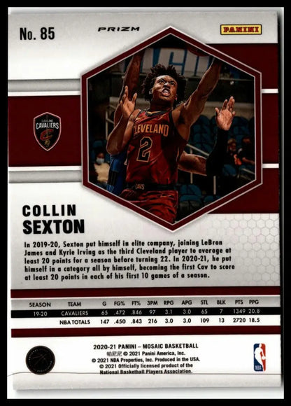 Collin Sexton Mosaic Camo Pink basketball card from 2020-21 Panini Mosaic series