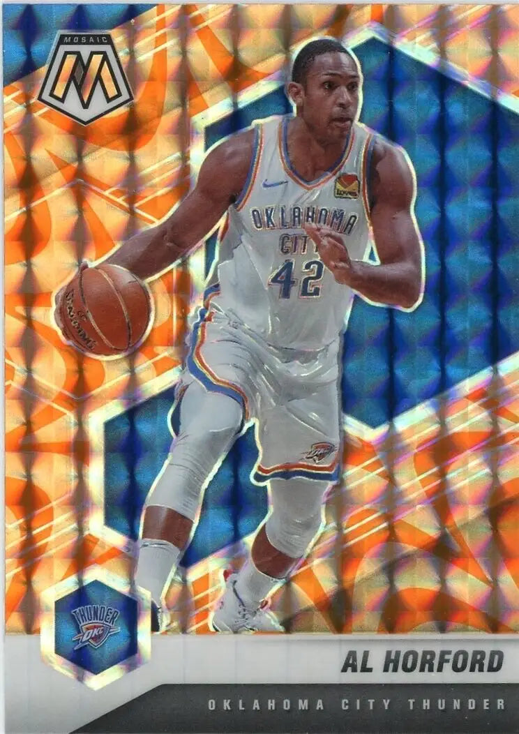 Mosaic Al Horford basketball card from 2020-21 Panini, Oklahoma City Thunder, Reactive Orange