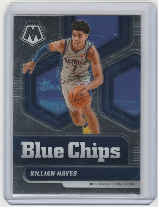 Killian Hayes Detroit Pistons trading card from Panini Mosaic Blue Chip collection