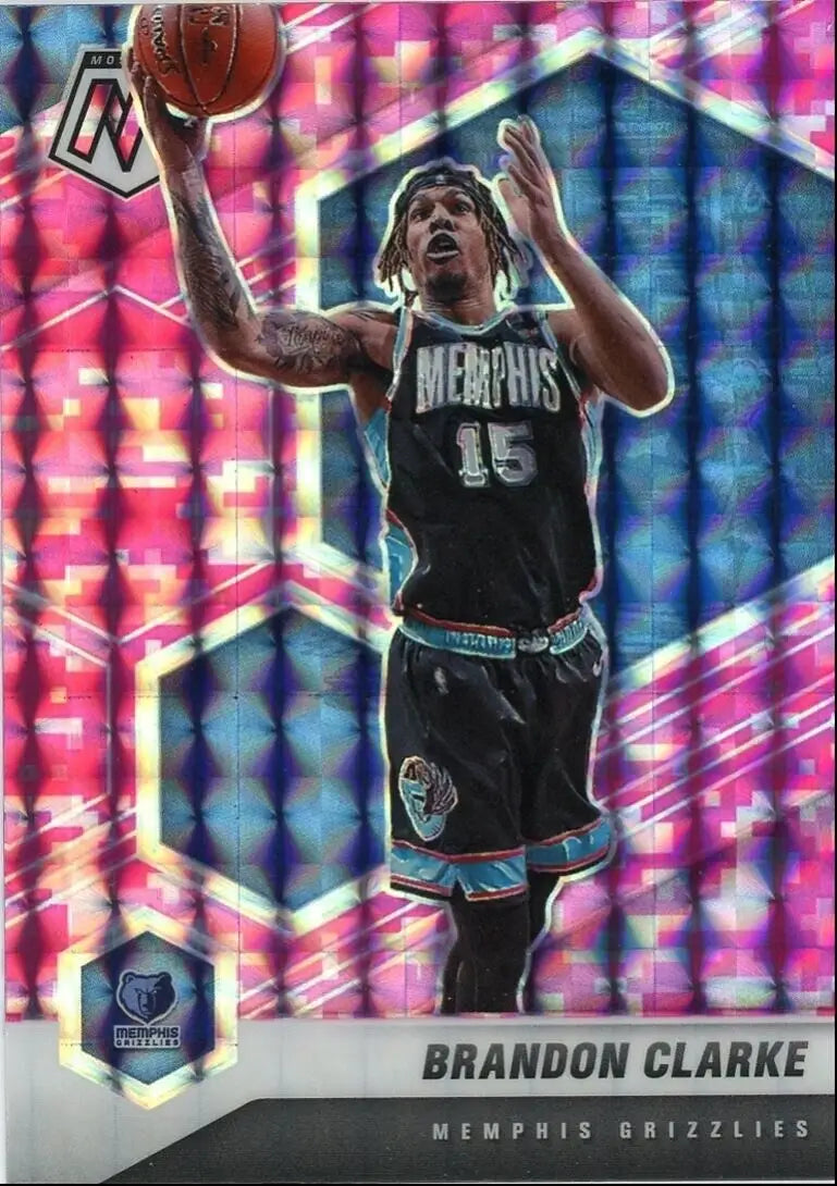 Brandon Clarke Pink Camo basketball card from 2020-21 Panini Mosaic Memphis Grizzlies