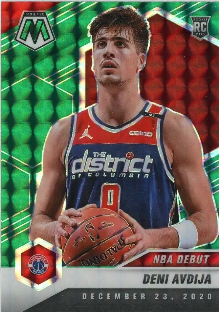 Deni Avdija Rookie Green NBA Debut Trading Card from Panini Mosaic Deni collection