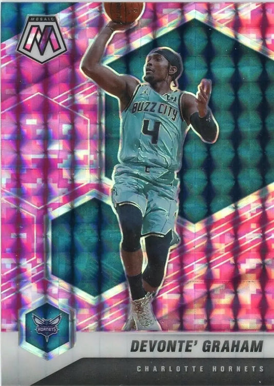 2020-21 Panini Mosaic Devonte Graham Pink Camo Charlotte Hornets Basketball Card