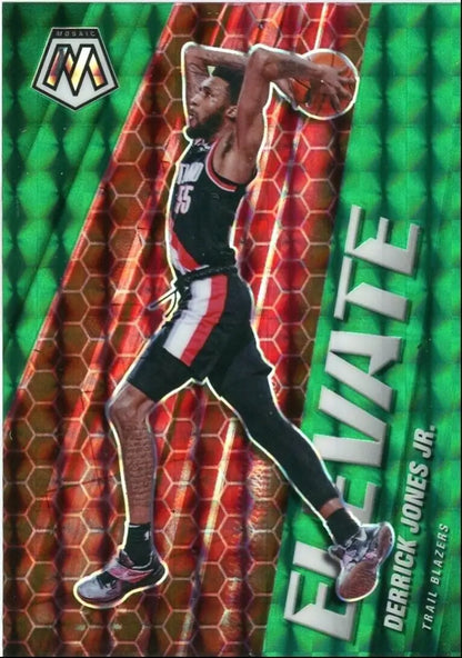 Basketball trading card of 2020-21 Panini Mosaic Elevate Derrick Jones Jr. Green #4