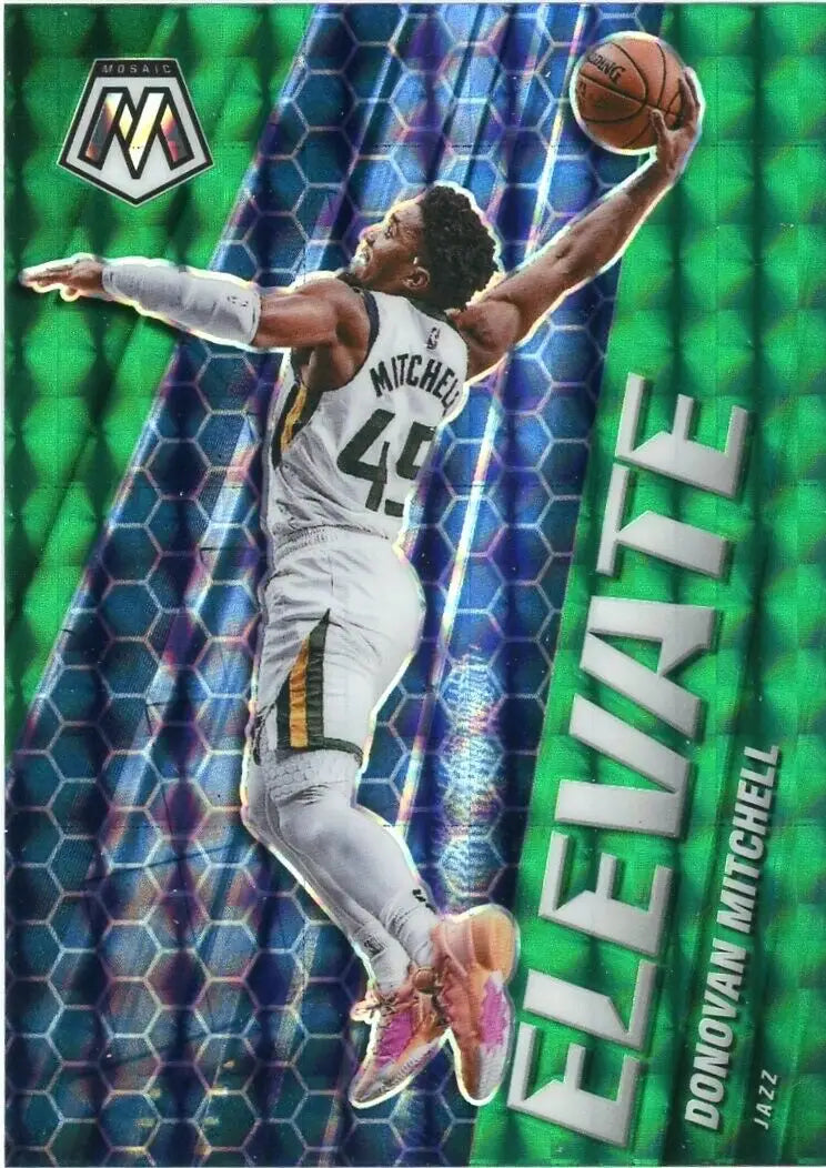 2020-21 Panini Mosaic Elevate Donovan Mitchell Green Basketball Card Utah Jazz